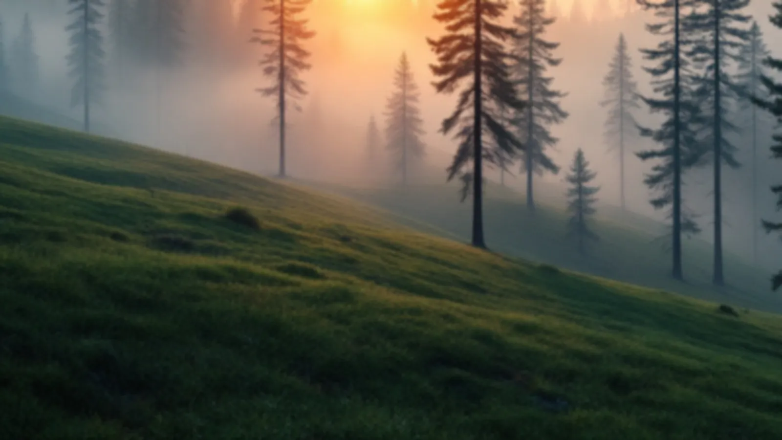 Tall pine trees on a misty hillside at sunrise, the FinancePine view of emergency cash loans online, $100 – $5,000
